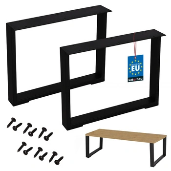 Picioare pentru birou masă loft oțel aluminiu negre 40x50 cm set 2 buc.