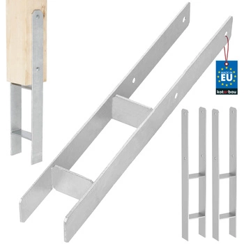 Baza stâlpului h pentru încastrare zincat argintiu 80 mm set de 2 buc.