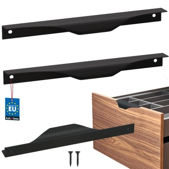 Mâner pentru mobilă modern aluminiu negru mat 192 mm set de 2 buc.