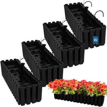 Ghiveci pentru balcon antracit 600 MM set de 4 kcu.