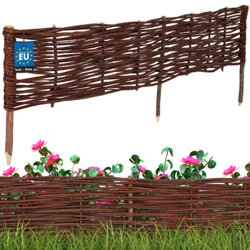 Gard de grădină din răchită condus palisadă margine 120x20 cm