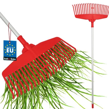 Greblă pentru frunze, iarbă și fân 48,5 cm cu coadă din aluminiu 1,3 m