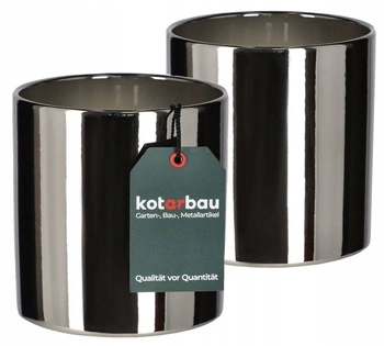 Ghiveci argintiu ceramic lucios fi 130 set de 2 buc.