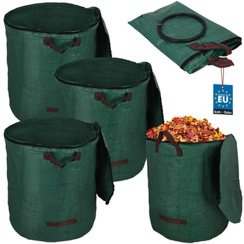 Grădină sac coș pentru frunze iarbă fermoar rotund 270 l set de 3 buc.