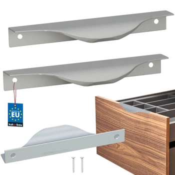 Mâner pentru mobilă modern aluminiu argintiu 128 mm set de 2 buc.