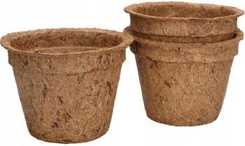 Ghiveci de flori din fibre naturale de nucă de cocos fi 12 cm set de 3 buc.