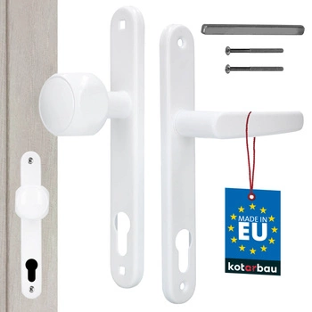 Mâner de ușă aluminiu ax lung cu inserție alb 90 mm