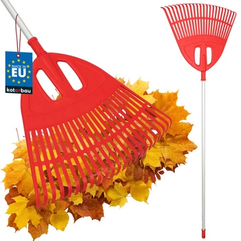 Greblă tip evantai pentru frunze 51,5 cm + coadă din aluminiu 1,3 m