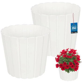 Ghiveci din plastic pentru flori alb 29cm set de 2 buc.