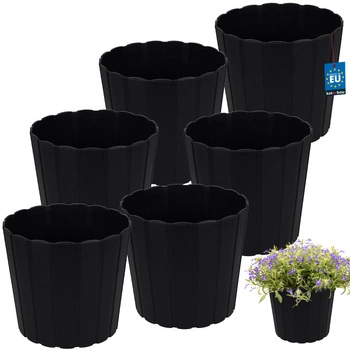 Ghiveci din plastic pentru flori antracit 20cm set de 6 buc.