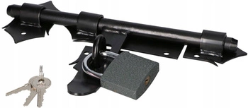 Zăvor 270mm ușă garaj cu lacăt - Culoare negru