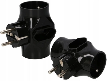 Extensor rețea 3 prize furtun - 2 buc. - Culoare neagră