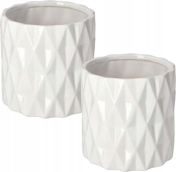 Set de 2 capace de cilindru din ceramică alb ⌀12 cm ⌀12 cm