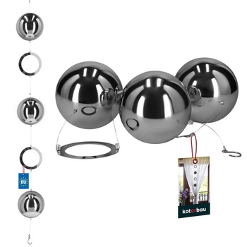 Ghirlandă decorativă oglindă bile din oțel argintiu lucioasă 100 cm