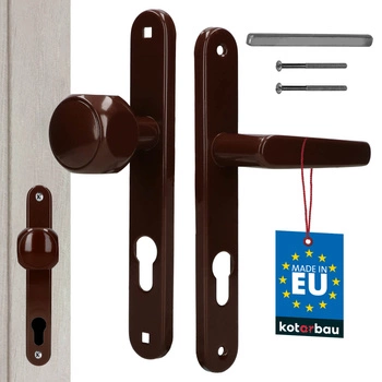 Mâner de ușă aluminiu ax lung cu inserție maro 72 mm