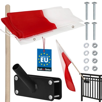 Steagul Poloniei alb-roșu cu tijă și suport 150x90 cm