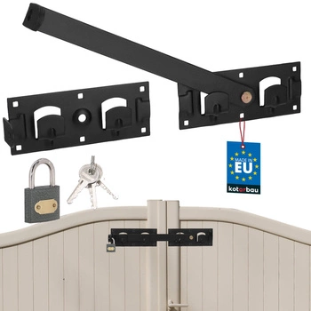 Zăvor pentru poartă, încuietoare, cerc pentru ușă garaj, poartă 430 mm - Negru