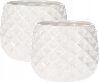 Set 2x ghiveci ceramic 13 cm - Culoare albă
