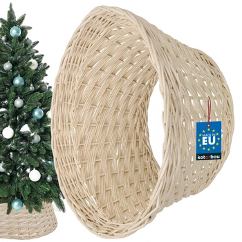 Coș din rattan ø45 cm pentru suportul de brad de Crăciun boho - Culoare albă