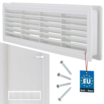 Grila ușii de ventilație pentru baie plastic alb 46x13,5 cm
