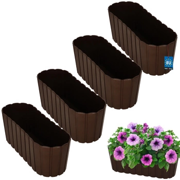 Ghiveci alungit pentru flori maro 40cm set de 4 buc.