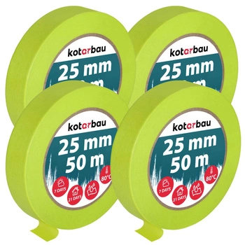 Bandă mascare neon 25 mm 50 m set de 4 buc.