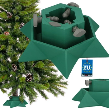 Suport pentru brad natural de până la 2 m cu recipient pentru apă stea verde