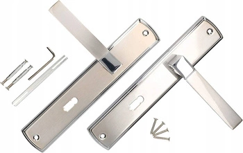 Mâner ușă 72mm știft lung cu cheie set - Culoare nichel-crom