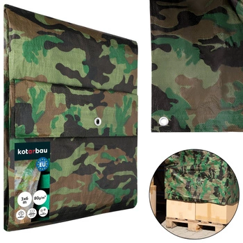 Prelată protectoare rezistentă groasă universală moro 80 g/m2 3x6 m