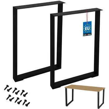 Picioare pentru birou masă loft oțel aluminiu negre 50x72 cm set 2 buc.