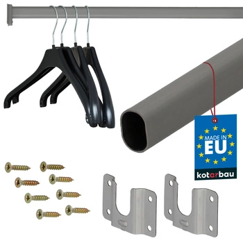 Bară pentru dulap de haine vopsită gri 150 cm