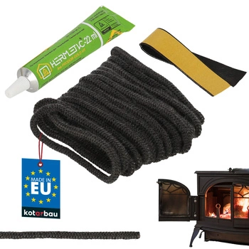 Ață pentru etanșarea șemineului și sobei + adeziv 4 mm 2,5 m