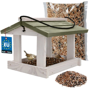 Hrănitor din lemn pentru căsuțe de păsări + hrană 0,5 kg