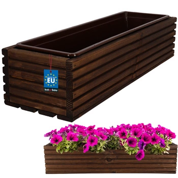 Ghiveci ladă din lemn pentru grădină terasă cu insert maro 64x20 cm