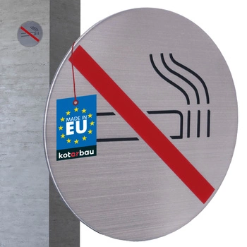 Semn fără fumat pictogramă autoadeziv oțel inoxidabil 7 cm
