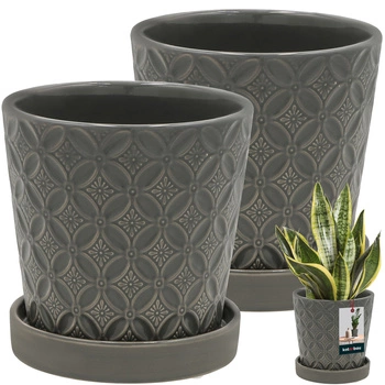 Ghiveci rotund gri cu podmicukou ⌀ 13 cm 2 kcu