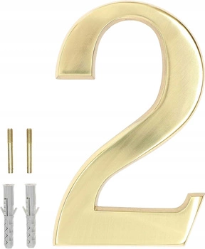 Numărul casei "2" pentru ușă 3d 20cm alamă