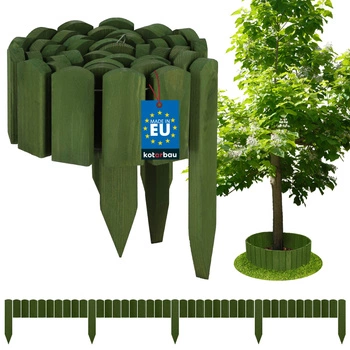 Gard de grădină palisadă bordură din lemn condus verde 200x10 cm