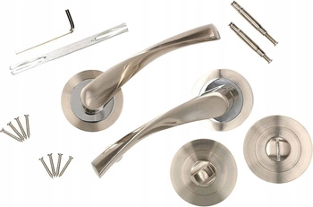 Set mâner de ușă 130mm satinat cu încuietoare