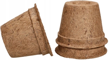 Ghiveci de flori din fibre naturale de nucă de cocos fi 15,5 cm set de 3 buc.