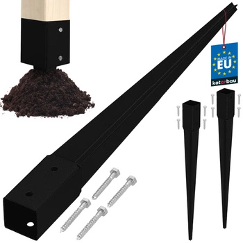 Baza stâlpului înfipt în pământ oțel negru 45x45x600 mm set de 2 buc.