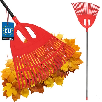 Greblă tip evantai pentru frunze 51,5 cm + coadă din aluminiu 1,5 m