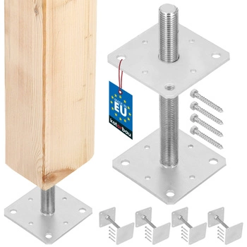 Baza coloanei cu șurub reglabilă tijă m24 160x160x250 mm set de 4 buc.