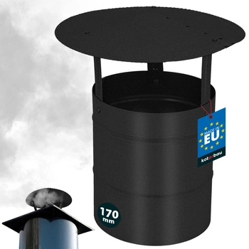 Copertină de fum pentru țeavă de coș galvanizată neagră 170 mm