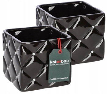 Capac ghiveci glamour ceramic negru set de 2 buc.
