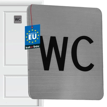 Semn placă ușă toaletă autoadeziv oțel inoxidabil 7x7 cm