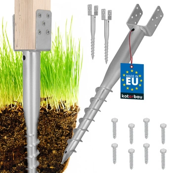 Baza stâlpului în formă de u înșurubată pământ oțel 90x710 mm set de 2 buc.