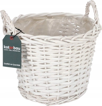 Coș din rattan, vas pentru flori și brad fi 23 cm - Culoare albă
