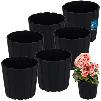 Ghiveci din plastic pentru flori antracit 17cm set de 6 buc.