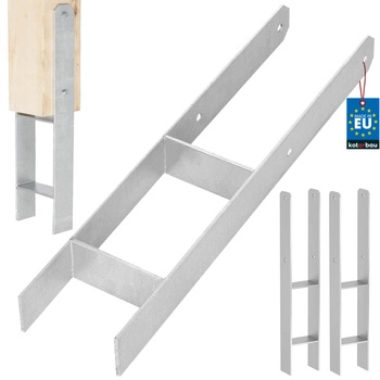 Baza stâlpului h pentru încastrare zincat argintiu 120 mm set de 2 buc.